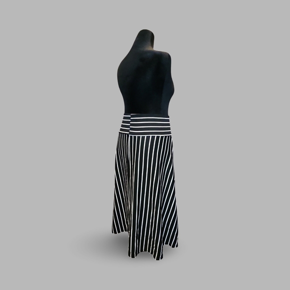 Bella Flore Striped Midi A-Line Skirt / Strapless Dress Punk Goth Rockabilly - Picture 6 of 7